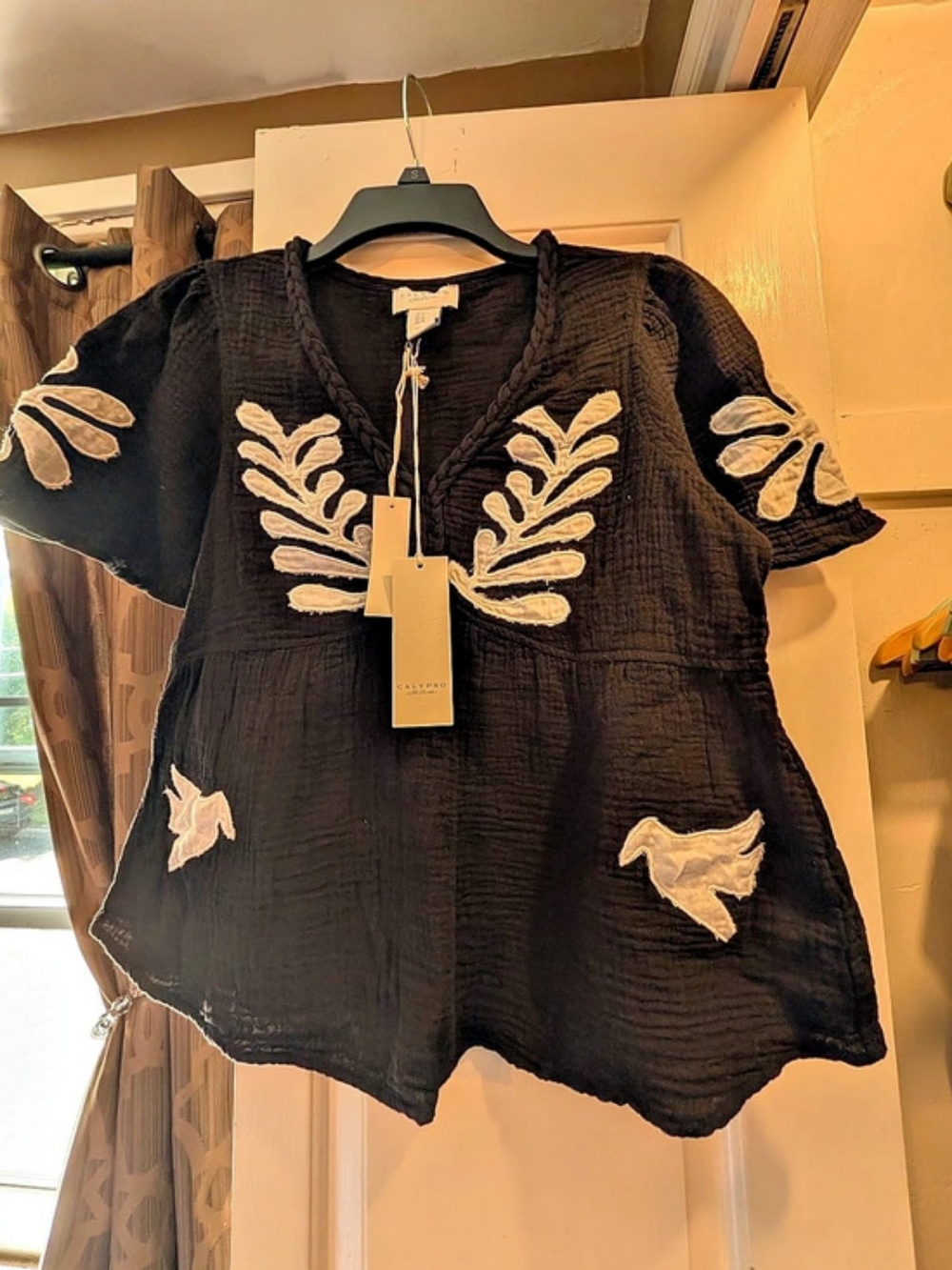 Calypso St. Barth Embroidered Black Tunic